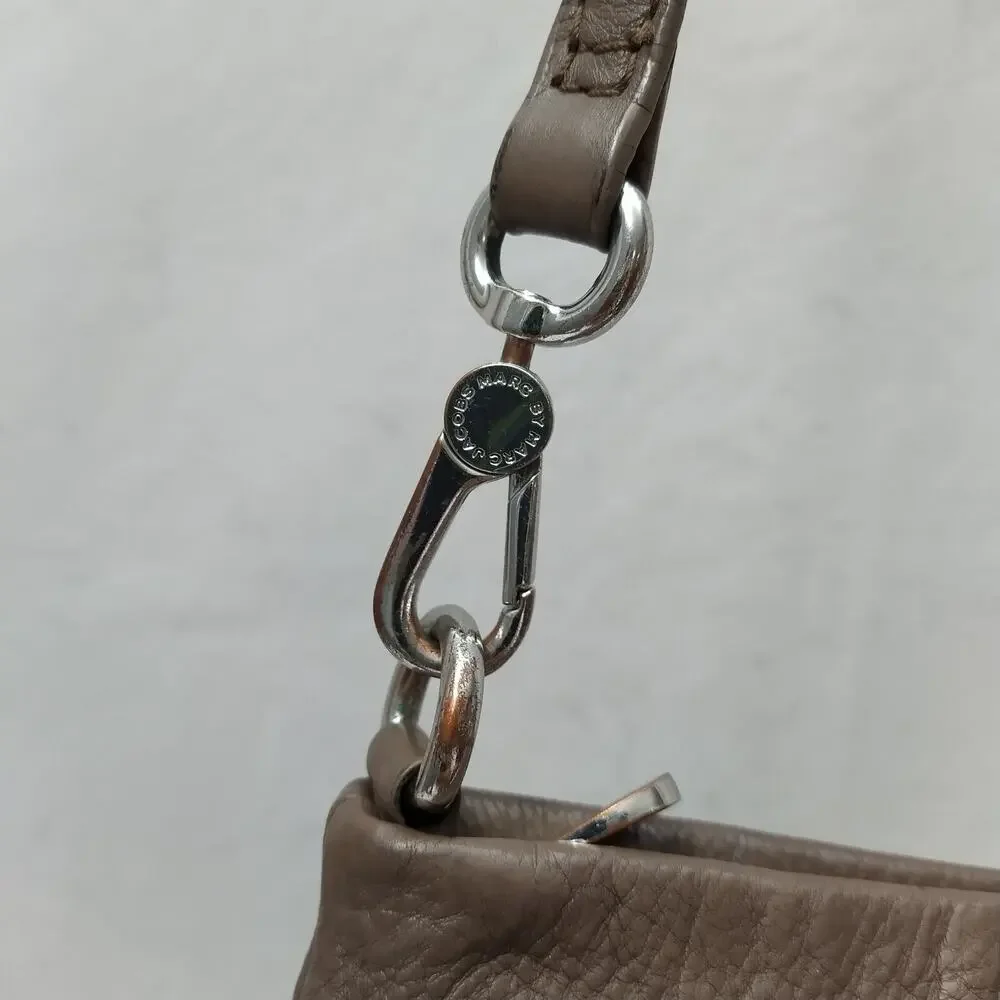 Marc by Marc Jacobs Gray Pebbled Leather Zipper Closure Crossbody Bag
